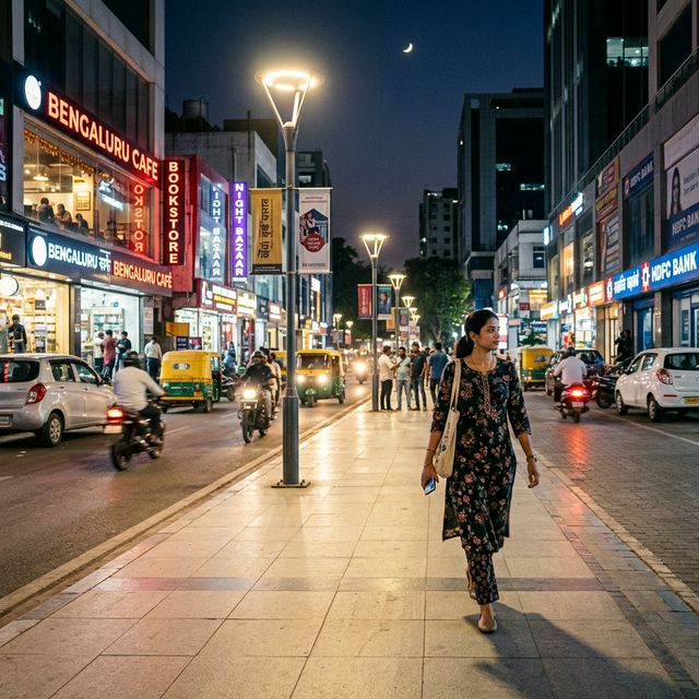 Woman walking safely at night in India